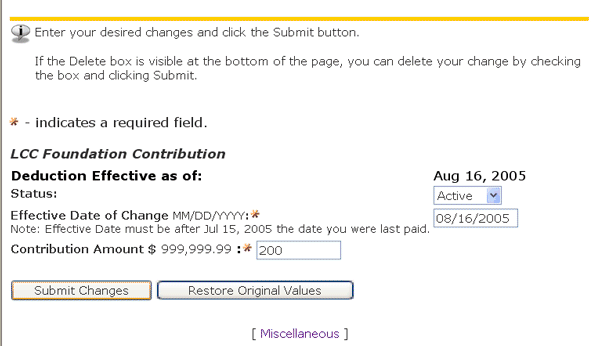 enter desired changes