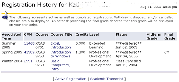 <empty>registration history