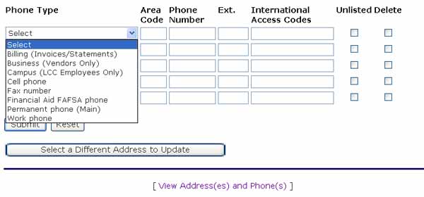 View/Update Addresses and Phones