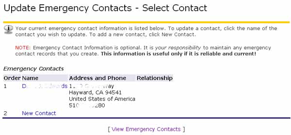 update emergency contacts