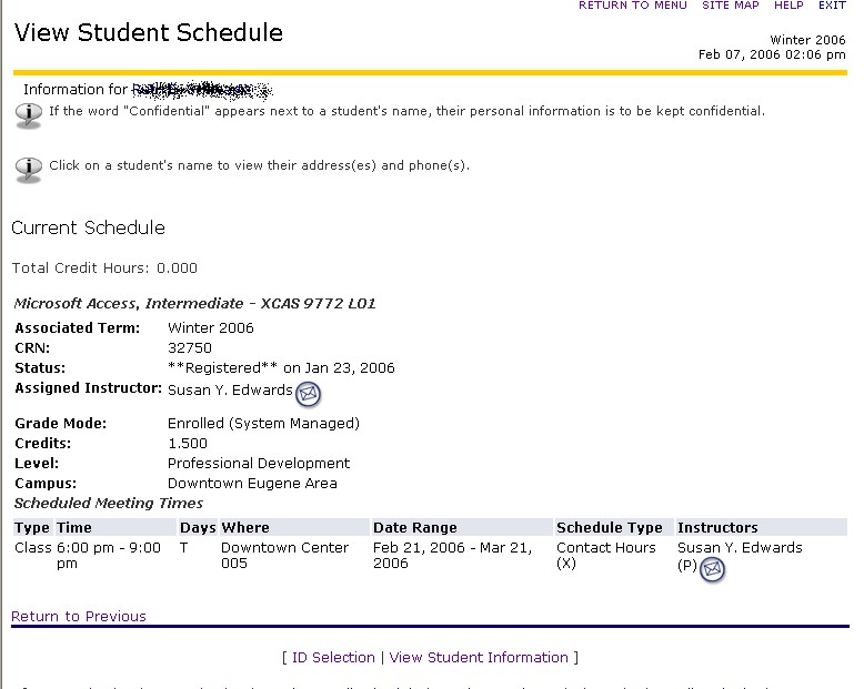 view student schedule